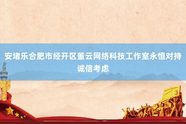 安堵乐合肥市经开区董云网络科技工作室永恒对持诚信考虑